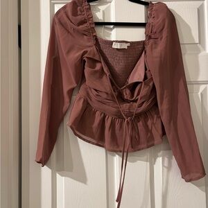 Astr Dusty Rose Ruffle Blouse
